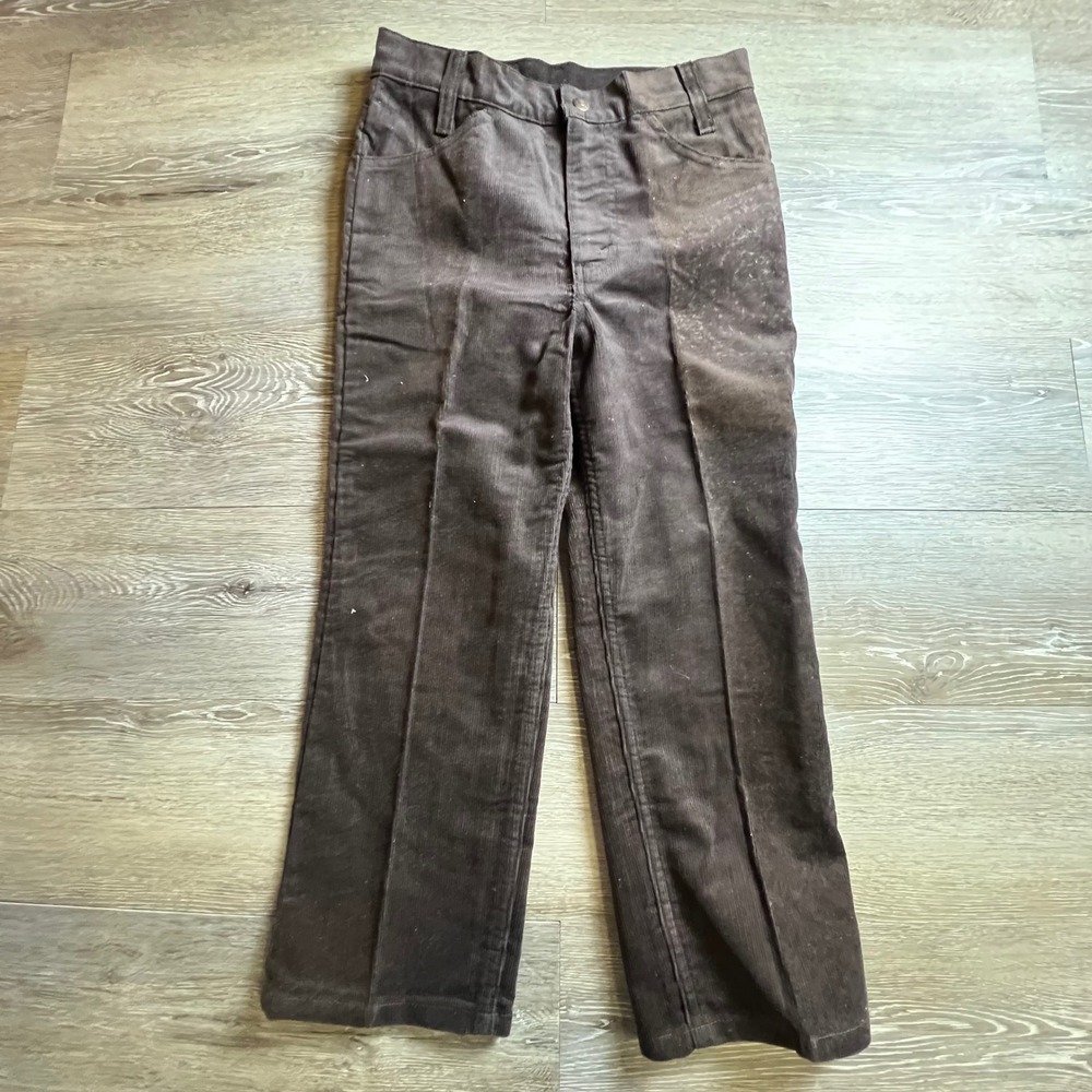 Levis Corduroy Pants Boys 14 Brown Vintage 70s White Tab Talon 42 Straight Leg